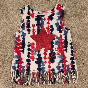 Kids Star Fringe Tank Top - Red, Blue, White